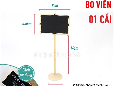Standee bảng đen viết phấn để bàn đế tròn chân cao 3 kiểu [Tháo lắp - cao 20cm] BANGDEN-09